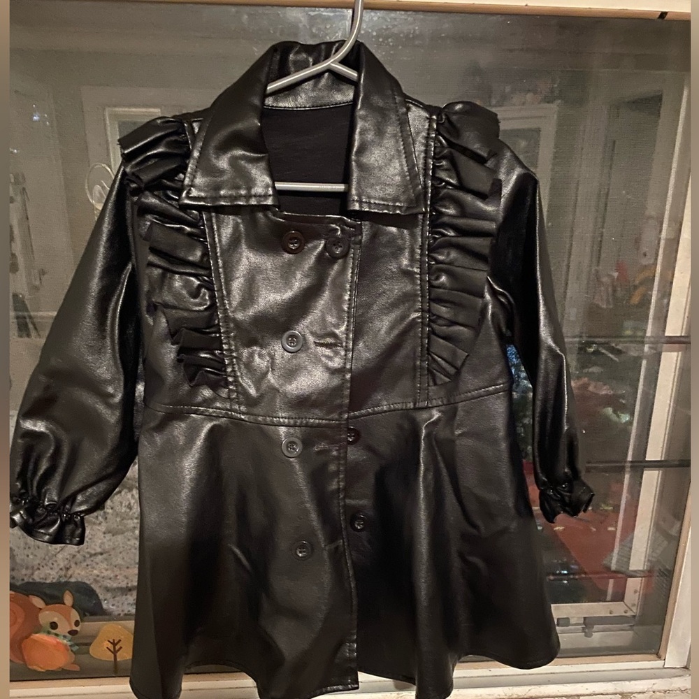 black pleather  trench coat